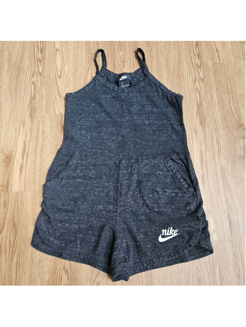 Nike Organic Cotton Blend Heathered Charcoal Athleisure Romper Womens Small